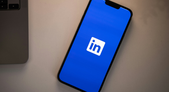 A smartphone showing the LinkedIn app loading screen.