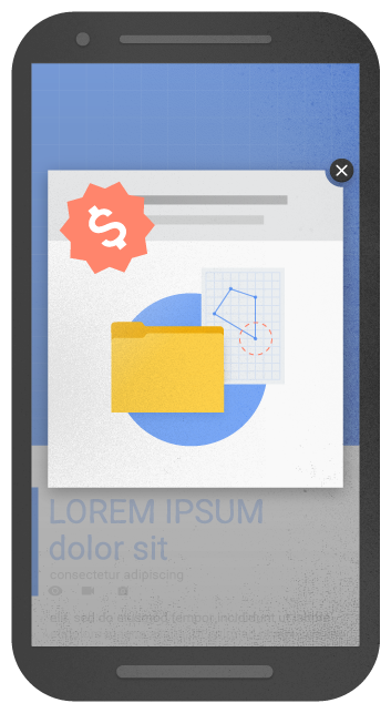 Graphic showing an intrusive interstitial on a mobile