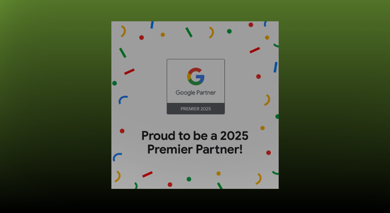 The Google Premier Partner icon on a black-to-green gradient background